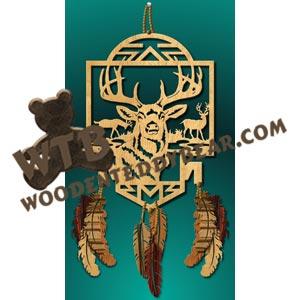 Whitetail Buck in Frame with Feathers fretwork scroll saw pattern |The Wooden Teddy Bear