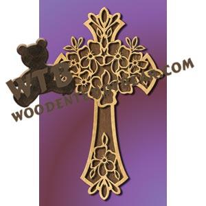 Flower Bunch Cross fretwork scroll saw pattern |The Wooden Teddy Bear