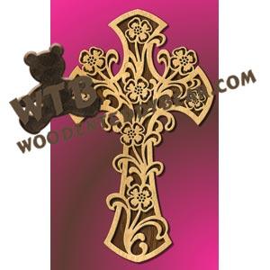 Flowers in a Cross #1 fretwork scroll saw pattern |The Wooden Teddy Bear
