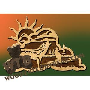 Two wolves, wolf fretwork scroll saw pattern |The Wooden Teddy Bear