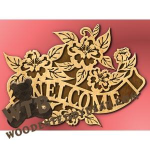 Welcome Banner with Flowers fretwork scroll saw pattern |The Wooden Teddy Bear