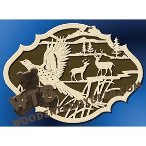 Pheasant & Deer Plaque fretwork scroll saw pattern |The Wooden Teddy Bear