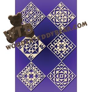 Quilt Block Ornaments #1 fretwork scroll saw pattern |The Wooden Teddy Bear