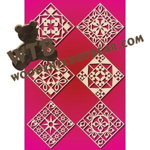 Quilt Block Ornaments #2 fretwork scroll saw pattern |The Wooden Teddy Bear