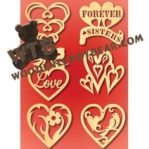 Various Hearts Ornaments fretwork scroll saw pattern |The Wooden Teddy Bear