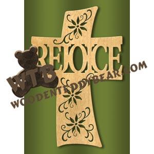 Curved Rejoice Cross fretwork scroll saw pattern |The Wooden Teddy Bear
