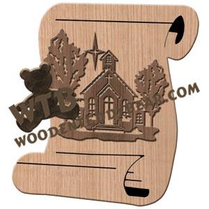 Scroll with Church Overlay fretwork scroll saw pattern |The Wooden Teddy Bear
