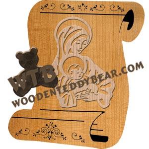 Scroll with Mary & Child Overlay fretwork scroll saw pattern |The Wooden Teddy Bear