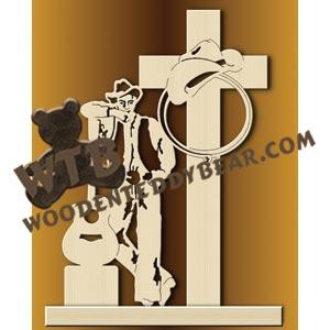 Cowboy with Cross fretwork scroll saw pattern |The Wooden Teddy Bear