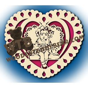 Heart with Little Girl fretwork scroll saw pattern |The Wooden Teddy Bear