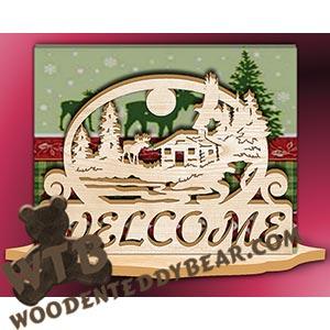 Cabin Welcome Napkin Holder fretwork scroll saw pattern | The Wooden Teddy Bear