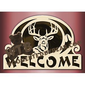 Welcome Plaque with Deer Head fretwork scroll saw pattern |The Wooden Teddy Bear