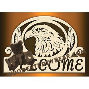 Welcome Plaque with Eagle Head fretwork scroll saw pattern |The Wooden Teddy Bear