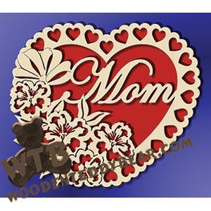 Mom Heart with Flowers fretwork scroll saw pattern |The Wooden Teddy Bear