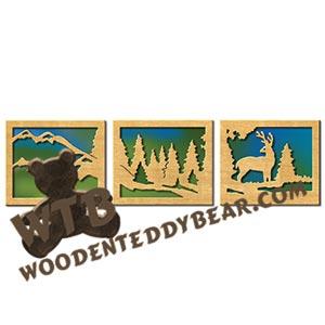 Nature Scene with Deer Triptych fretwork scroll saw pattern |The Wooden Teddy Bear
