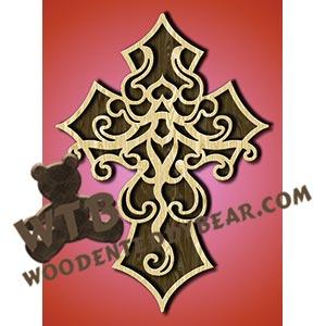 Pointy Cross with Curls fretwork scroll saw pattern |The Wooden Teddy Bear