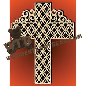 Cross with Diamond & Ovals fretwork scroll saw pattern |The Wooden Teddy Bear