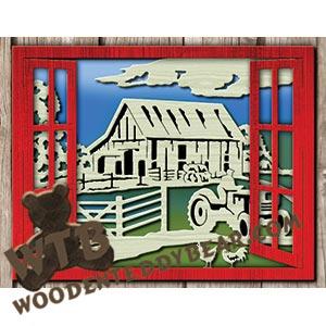 Layered Window Farm Scene fretwork scroll saw pattern |The Wooden Teddy Bear