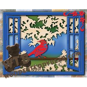 Layered Window Bird Scene fretwork scroll saw pattern |The Wooden Teddy Bear