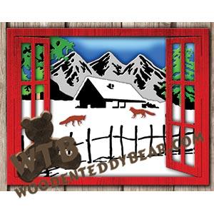 Layered Window Winter Scene fretwork scroll saw pattern |The Wooden Teddy Bear
