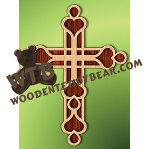 Cross with Hearts fretwork scroll saw pattern |The Wooden Teddy Bear