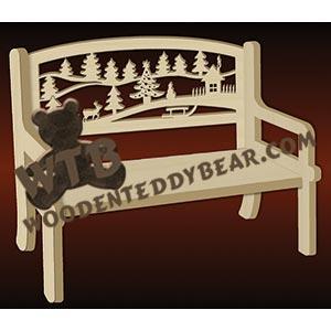 Bench with Christmas Tree fretwork scroll saw pattern |The Wooden Teddy Bear