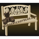 Bench with Church in Woods fretwork scroll saw pattern |The Wooden Teddy Bear