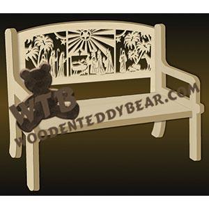 Bench with Nativity fretwork scroll saw pattern |The Wooden Teddy Bear