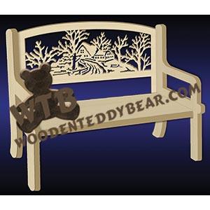 Bench with Winter Scene fretwork scroll saw pattern |The Wooden Teddy Bear