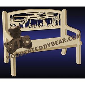 Bench with wolves, wolf fretwork scroll saw pattern |The Wooden Teddy Bear