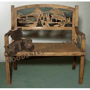 Bench with Fish Scene fretwork scroll saw pattern |The Wooden Teddy Bear