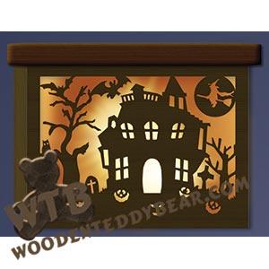 Haunted House Night Light fretwork scroll saw pattern |The Wooden Teddy Bear