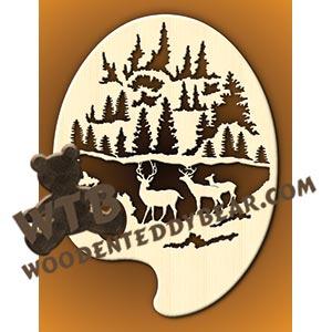 Painter's Palette Deer #1 fretwork scroll saw pattern |The Wooden Teddy Bear