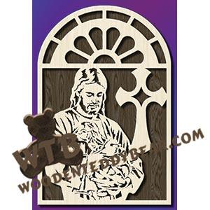 Stained Glass Window Good Shepherd fretwork scroll saw pattern |The Wooden Teddy Bear