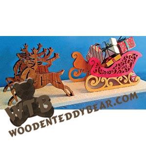 Sleigh with Reindeer fretwork scroll saw pattern |The Wooden Teddy Bear