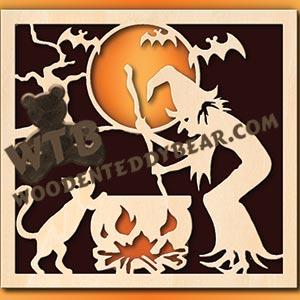 Witch & Black Cat fretwork scroll saw pattern |The Wooden Teddy Bear