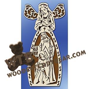 Large Angel & Nativity fretwork scroll saw pattern |The Wooden Teddy Bear