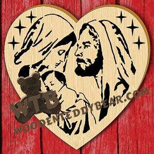 Holy Family Heart fretwork scroll saw pattern |The Wooden Teddy Bear