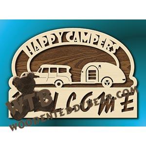 Happy Campers Welcome #7 fretwork scroll saw pattern |The Wooden Teddy Bear