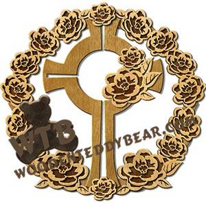 Cross Wreath #2 fretwork scroll saw pattern |The Wooden Teddy Bear