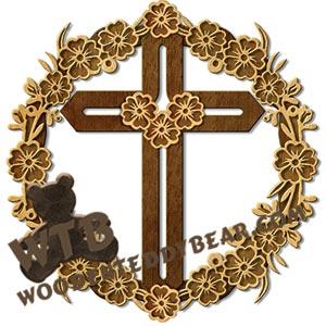 Cross Wreath #4 fretwork scroll saw pattern |The Wooden Teddy Bear