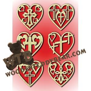 Cross & Heart Ornaments fretwork scroll saw pattern |The Wooden Teddy Bear