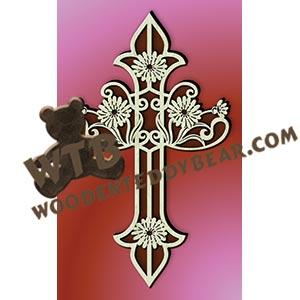 Cross with Crossbeam of Flowers fretwork scroll saw pattern |The Wooden Teddy Bear
