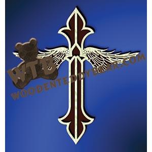 Cross with Angel Wings fretwork scroll saw pattern |The Wooden Teddy Bear