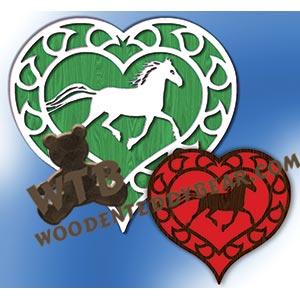Heart with Horse Plaque & Ornament fretwork scroll saw pattern |The Wooden Teddy Bear