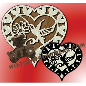 Heart with Hummingbird Plaque & Ornament fretwork scroll saw pattern |The Wooden Teddy Bear