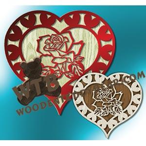 Heart with Rose Plaque & Ornament fretwork scroll saw pattern |The Wooden Teddy Bear