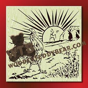 Rooster Crowing at Sun fretwork scroll saw pattern |The Wooden Teddy Bear