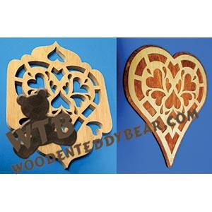 Hearts Plaques fretwork scroll saw pattern |The Wooden Teddy Bear