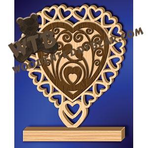 Heart Plaque on Base fretwork scroll saw pattern |The Wooden Teddy Bear